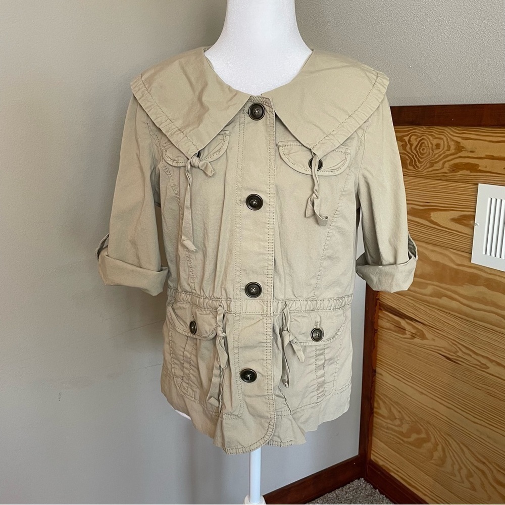 Ann Taylor LOFT Khaki Button Up Utility Top Jacket Medium